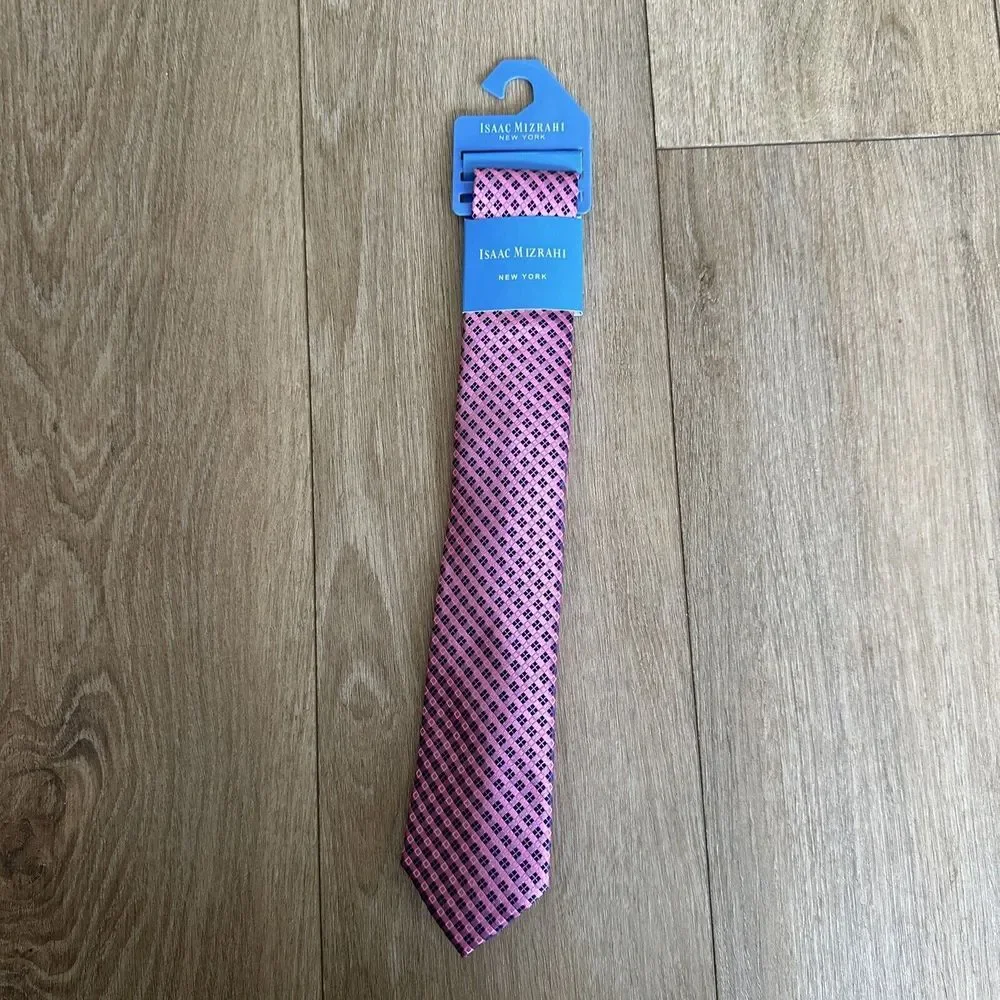 Isaac Mizrahi New York Pink Black Tie‎ NEW 100% Polyester
